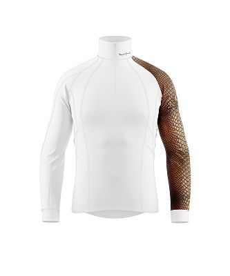 Pánské funkční triko dlouhý rukáv se zipem CROCODILE MAN bílá Bamboo Thermo