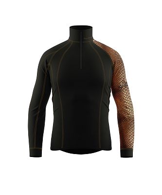Pánské funkční triko dlouhý rukáv se zipem CROCODILE MAN černá Bamboo Thermo