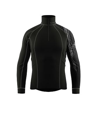 Pánské funkční triko dlouhý rukáv se zipem CYCLE černá Bamboo Thermo