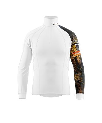 Pánské funkční triko dlouhý rukáv se zipem HUNTER bílá Bamboo Thermo