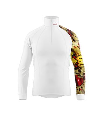 Pánské funkční triko dlouhý rukáv se zipem IRON MAN bílá Bamboo Thermo