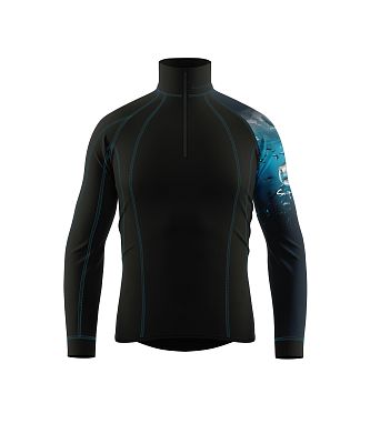 Pánské funkční triko dlouhý rukáv se zipem SHARK černá Bamboo Thermo