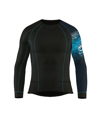 Pánské funkční triko dlouhý rukáv SHARK černá Bamboo Thermo