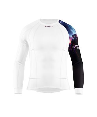 Pánské funkční triko dlouhý rukáv SPACE MAN bílá Bamboo Thermo
