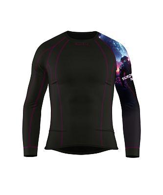 Pánské funkční triko dlouhý rukáv SPACE MAN černá Bamboo Thermo