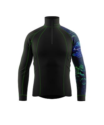 Pánské funkční triko dlouhý rukáv - stoják ECO zip MECHANIC černá Bamboo Thermo