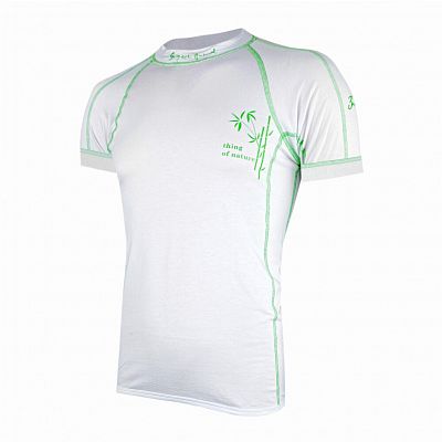 Pánské funkční triko krátký rukáv bílá/zelená BambooLight
