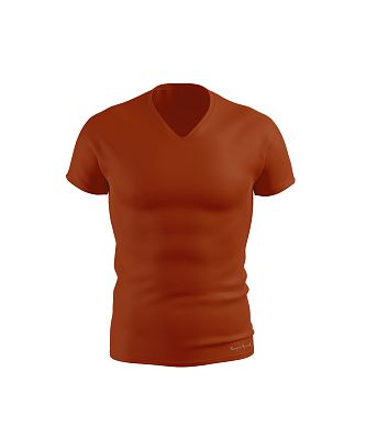 Pánské funkční triko SLIM "V" krátký rukáv TERAKOTA Bamboo Ultra CLASSIC