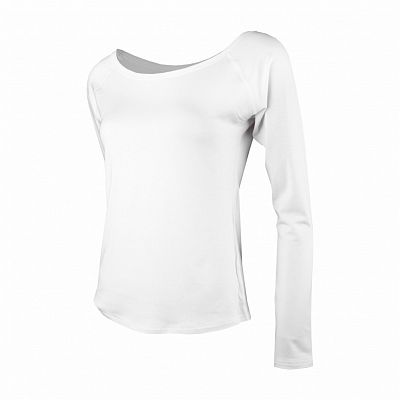 Funkční sportovní volné triko raglán dlouhý rukáv Yoga bílá