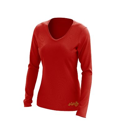 VÝPRODEJ - Dámské funkční tričko SPORTY "V" dlouhý rukáv červená Bamboo Ultra CLASSIC, L