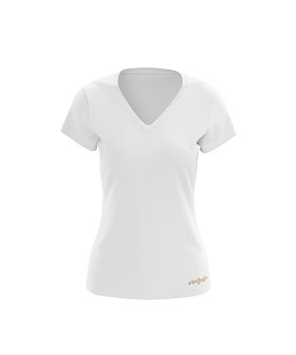 VÝPRODEJ - Dámské funkční tričko SPORTY "V" krátký rukáv bílá Bamboo Ultra CLASSIC, L