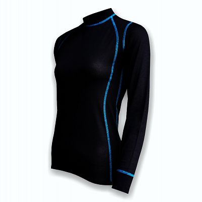 VÝPRODEJ - Dámské funkční triko dlouhý rukáv černá/modrá Wool Light, vel. S, M, L, XL, XXL