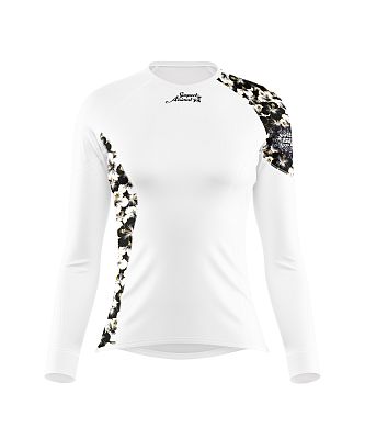 VÝPRODEJ - Dámské funkční triko dlouhý rukáv FLOWERS bílá Bamboo Ultra, L, XL