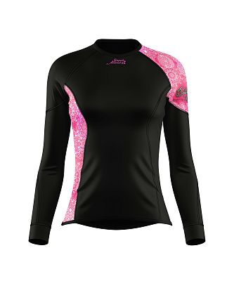 VÝPRODEJ - Dámské funkční triko dlouhý rukáv PINK MANDALA černá Bamboo Ultra, XXL