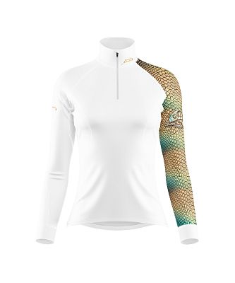 VÝPRODEJ - Dámské funkční triko dlouhý rukáv se zipem CROCODILE LADY bílá Bamboo Thermo, S