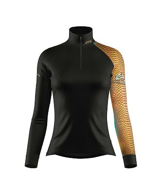 VÝPRODEJ - Dámské funkční triko dlouhý rukáv se zipem CROCODILE LADY černá Bamboo Heavy, M