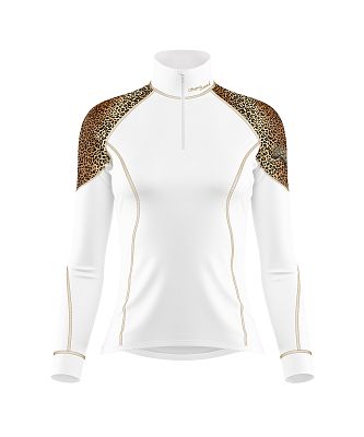 VÝPRODEJ - Dámské funkční triko dlouhý rukáv se zipem LEO bílá/hnědá Bamboo Light New, M