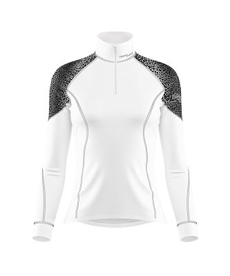 VÝPRODEJ - Dámské funkční triko dlouhý rukáv se zipem LEO bílá/šedá Bamboo Light New, XXL