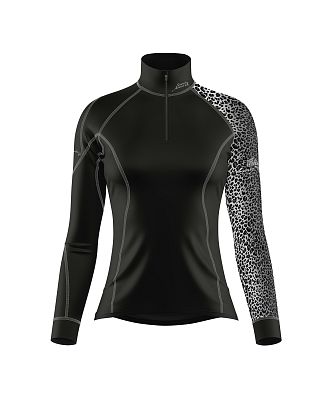 VÝPRODEJ - Dámské funkční triko dlouhý rukáv se zipem LEO černá/šedá Bamboo Heavy, XS, S