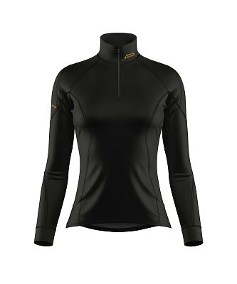 VÝPRODEJ - Dámské funkční triko dlouhý rukáv se zipem METALIC černá Bamboo Heavy, XL