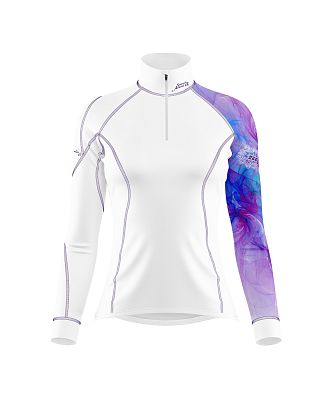 VÝPRODEJ - Dámské funkční triko dlouhý rukáv se zipem PURPLE bílá Bamboo Heavy, XL