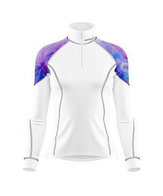 VÝPRODEJ - Dámské funkční triko dlouhý rukáv se zipem PURPLE bílá Bamboo Light New, M