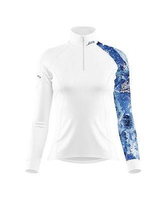 VÝPRODEJ - Dámské funkční triko dlouhý rukáv se zipem SNOWFLAKES bílá Bamboo Thermo, L