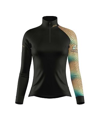 VÝPRODEJ - Dámské funkční triko dlouhý rukáv - stoják ECO zip CROCODILE LADY černá Bamboo Thermo, S