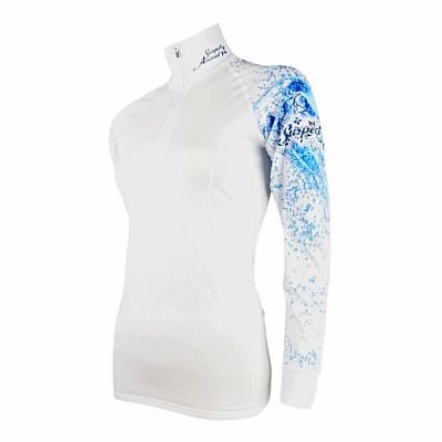 VÝPRODEJ - Dámské funkční triko dlouhý rukáv-stoják ECO zip HEART bílá BambooHeavy, L