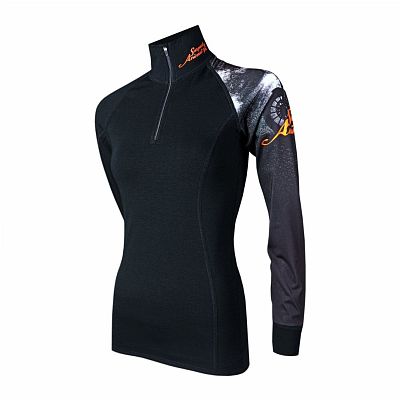 VÝPRODEJ - Dámské funkční triko dlouhý rukáv - stoják ECO zip RIDER LADY černá Bamboo Thermo, S