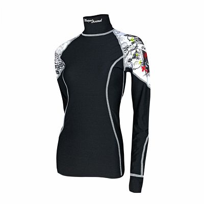 VÝPRODEJ - Dámské funkční triko dlouhý rukáv-stoják LADY černá/bílá Bamboo Light New, S