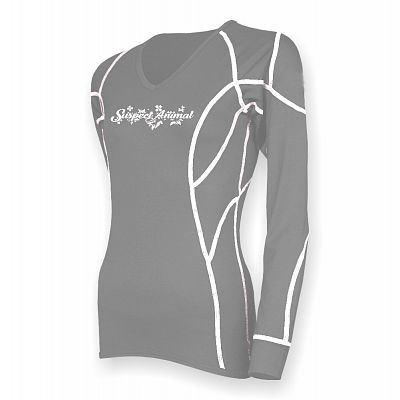 VÝPRODEJ - Dámské funkční triko dlouhý rukáv "V" šedá/bílá SilverTech, XL