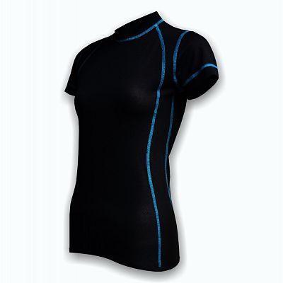 VÝPRODEJ - Dámské funkční triko krátký rukáv černá/modrá Wool Light, vel. XL, XXL