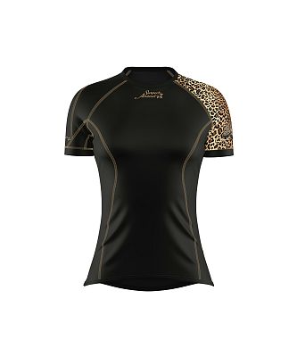 VÝPRODEJ - Dámské funkční triko krátký rukáv LEO černá/hnědá Bamboo Heavy, XS, M