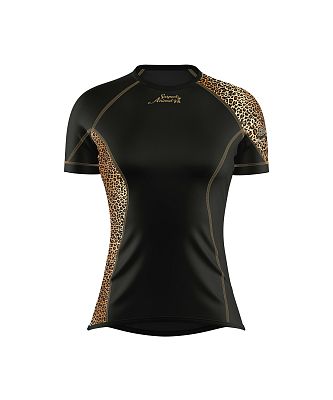 VÝPRODEJ - Dámské funkční triko krátký rukáv LEO černá/hnědá Bamboo Ultra, S, XXL