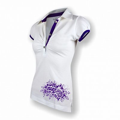 VÝPRODEJ - Dámské polo krátký rukáv bílá/fialová MAXI, vel L, XXL