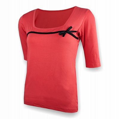 VÝPRODEJ - Dámský elegantní top s 3/4 rukávem losos / černá, 44