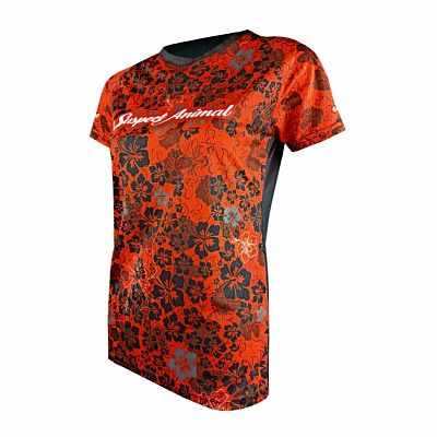 VÝPRODEJ - Funkční dámské sportovní volné triko Flowers červená, M, L, XL