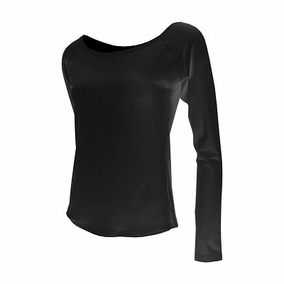 VÝPRODEJ - Funkční sportovní volné triko raglán dlouhý rukáv Yoga černá, M
