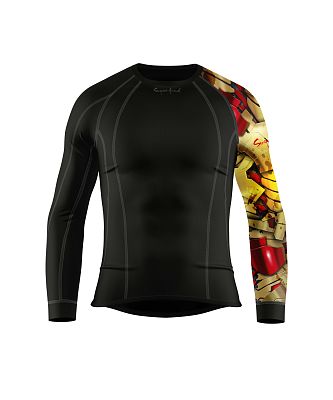 VÝPRODEJ - Pánské funkční triko dlouhý rukáv IRON MAN černá Bamboo Thermo, XL