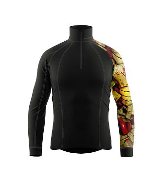 VÝPRODEJ - Pánské funkční triko dlouhý rukáv se zipem IRON MAN černá Bamboo Thermo, L