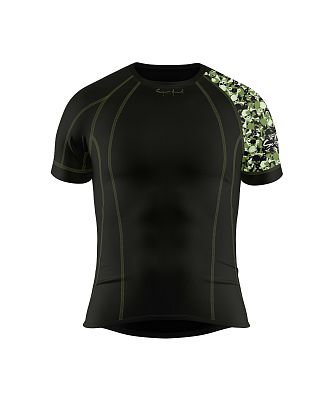 VÝPRODEJ - Pánské funkční triko krátký rukáv CAMO černá Bamboo Heavy, M