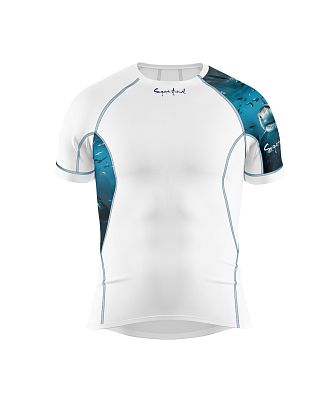 VÝPRODEJ - Pánské funkční triko krátký rukáv SHARK bílá Bamboo Ultra, XL