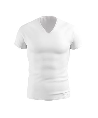 VÝPRODEJ - Pánské funkční triko SLIM "V" krátký rukáv bílá Bamboo Ultra CLASSIC, XL