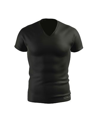 VÝPRODEJ - Pánské funkční triko SLIM "V" krátký rukáv černá Bamboo Ultra CLASSIC, XL